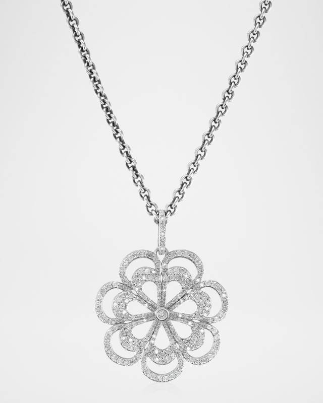 Diamond Daisy Pendant Cable Chain Necklace
